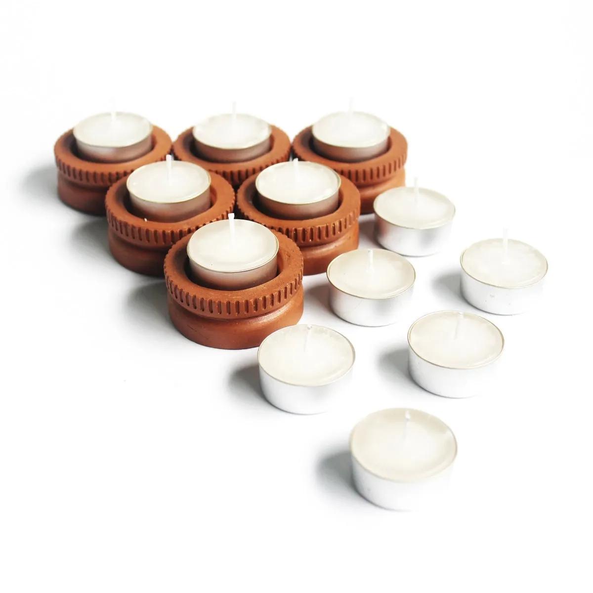 Tab Tech Candle Holder- Set of 6 with 6 Free Soywax Tealights