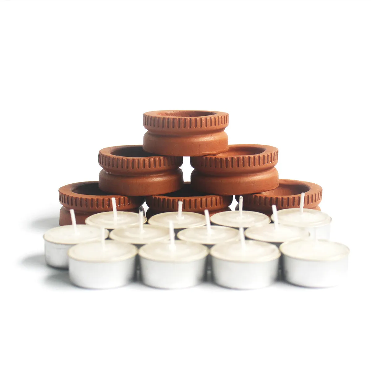 Tab Tech Candle Holder- Set of 6 with 6 Free Soywax Tealights