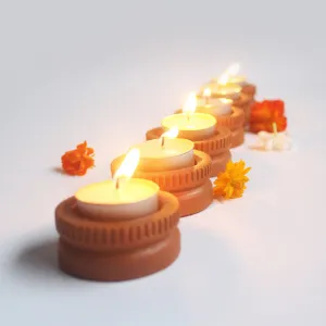 Tab Tech Candle Holder- Set of 6 with 6 Free Soywax Tealights