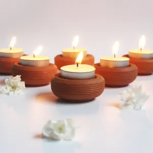 Tab Wheel Candle Holder- Set Of 6 with 6 Free Soywax Tealights