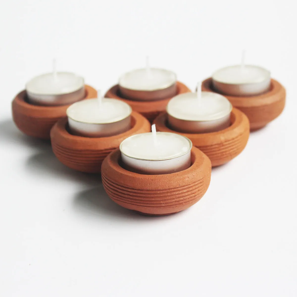 Tab Wheel Candle Holder- Set Of 6 with 6 Free Soywax Tealights