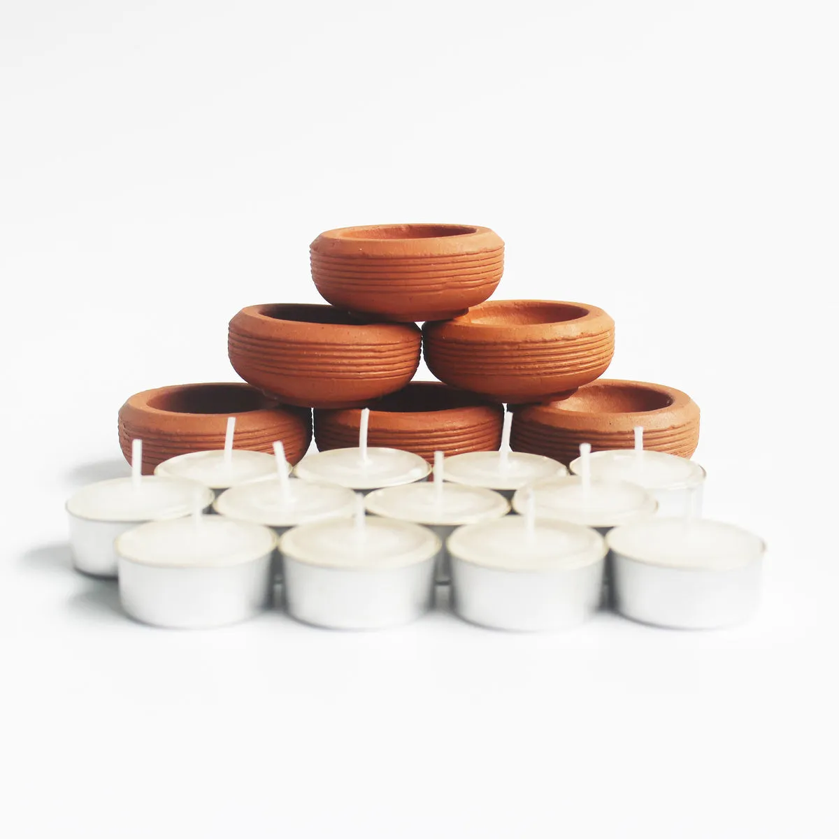Tab Wheel Candle Holder- Set Of 6 with 6 Free Soywax Tealights