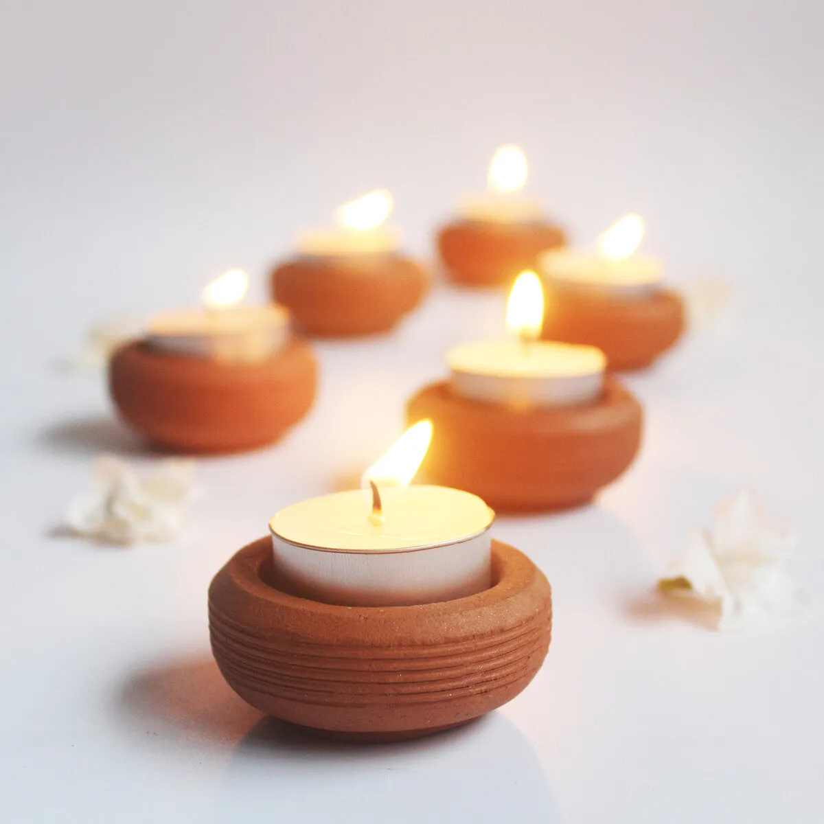 Tab Wheel Candle Holder- Set Of 6 with 6 Free Soywax Tealights