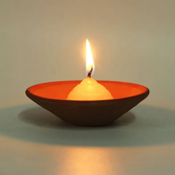 Terracotta Plato Candle Holder / Plate | Set of 12   Complimentary 12 Pcs Candles