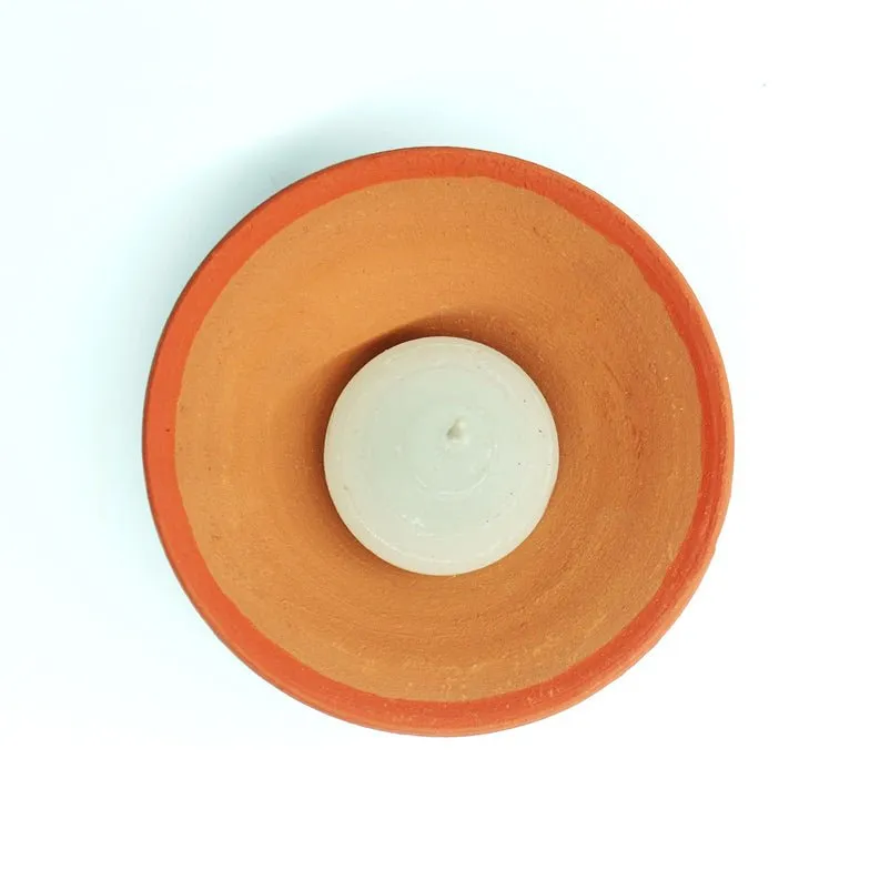 Terracotta Plato Candle Holder / Plate | Set of 12   Complimentary 12 Pcs Candles