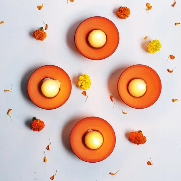 Terracotta Plato Candle Holder / Plate | Set of 12   Complimentary 12 Pcs Candles