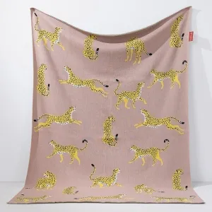 Throw / Blanket - Knitted Cheetah Pink