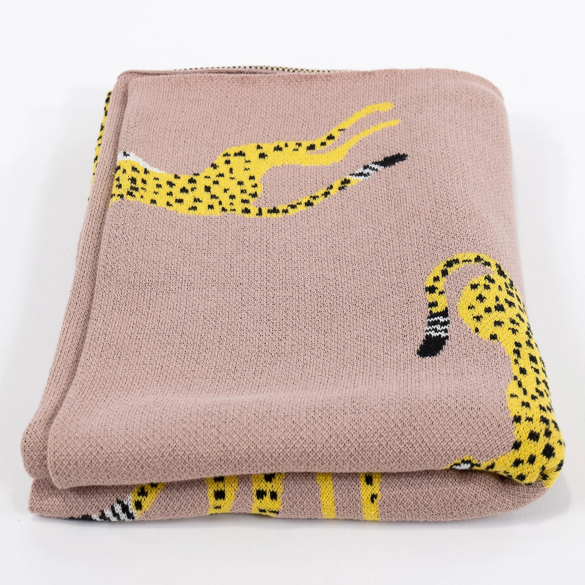Throw / Blanket - Knitted Cheetah Pink