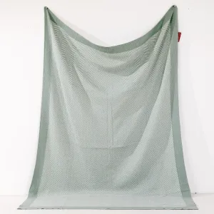 Throw / Blanket - Knitted Herringbone Duck Egg