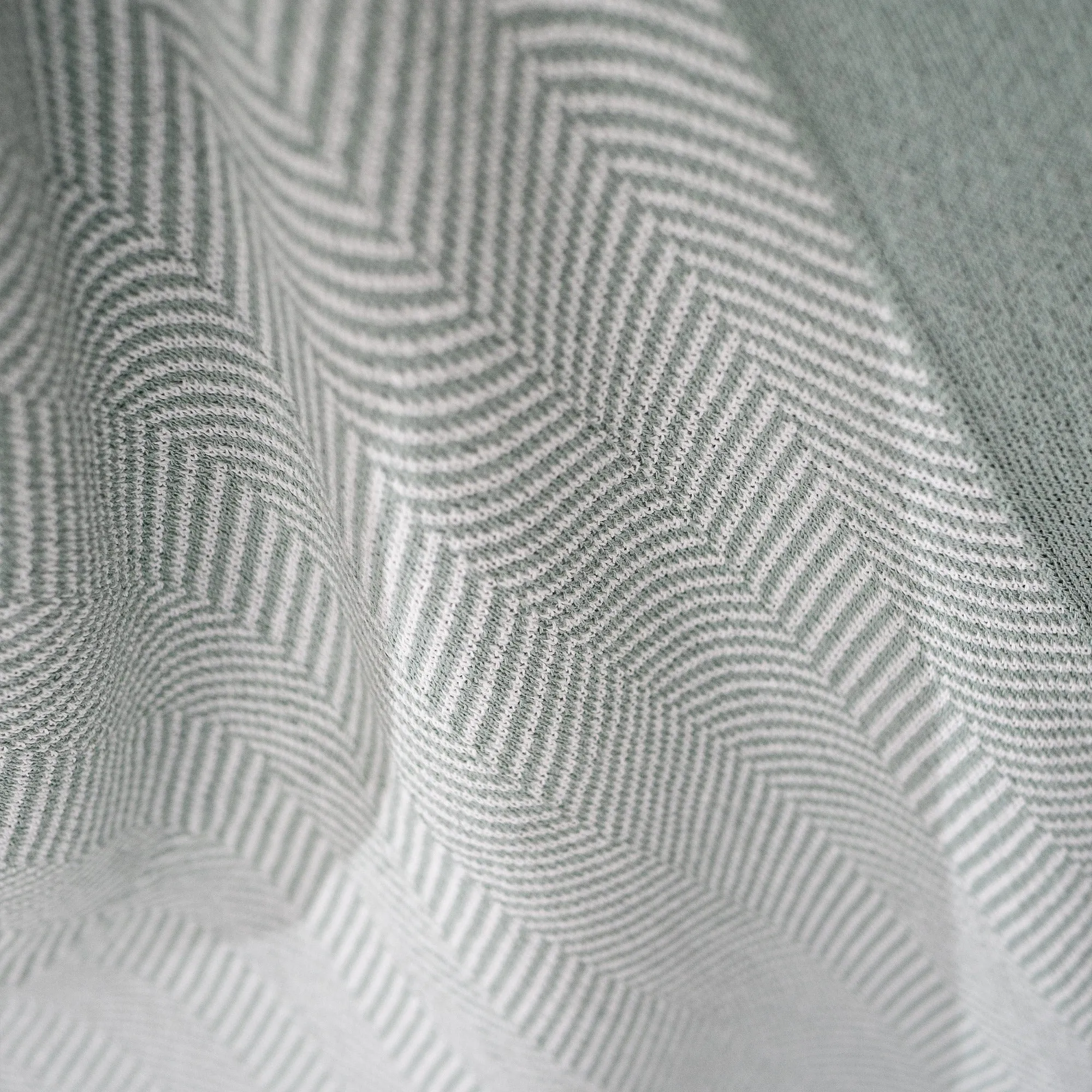 Throw / Blanket - Knitted Herringbone Duck Egg