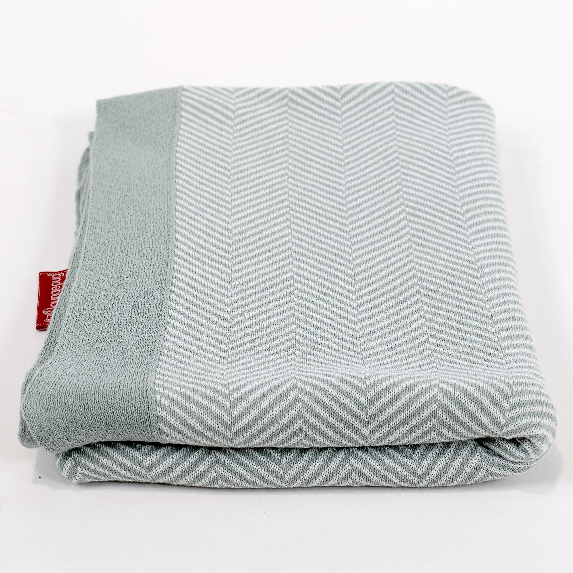 Throw / Blanket - Knitted Herringbone Duck Egg