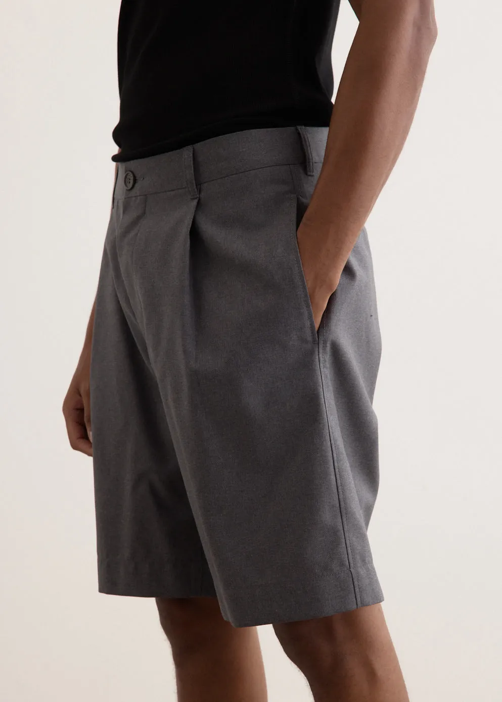 Tropical Wool Pleat Shorts