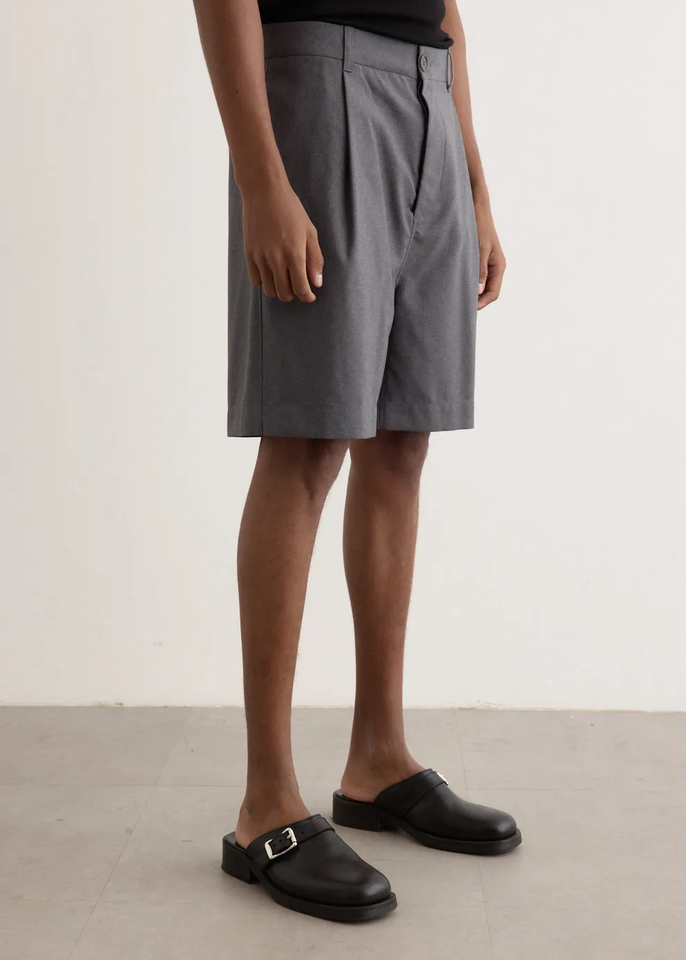Tropical Wool Pleat Shorts