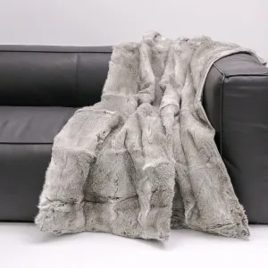 Ultimate Luxury Arctic Rabbit Full Skin Grey Fur Throw - Lounge / Bed Throw