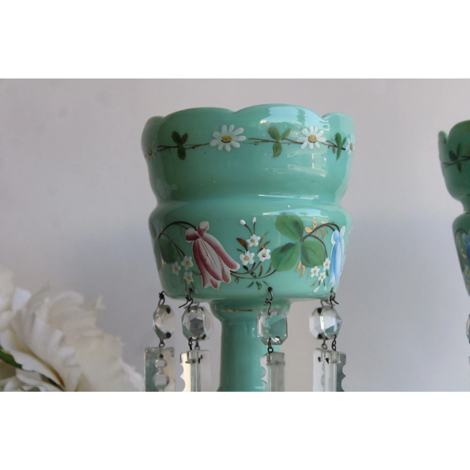 Vintage 1950s Mint Green Candle Holders