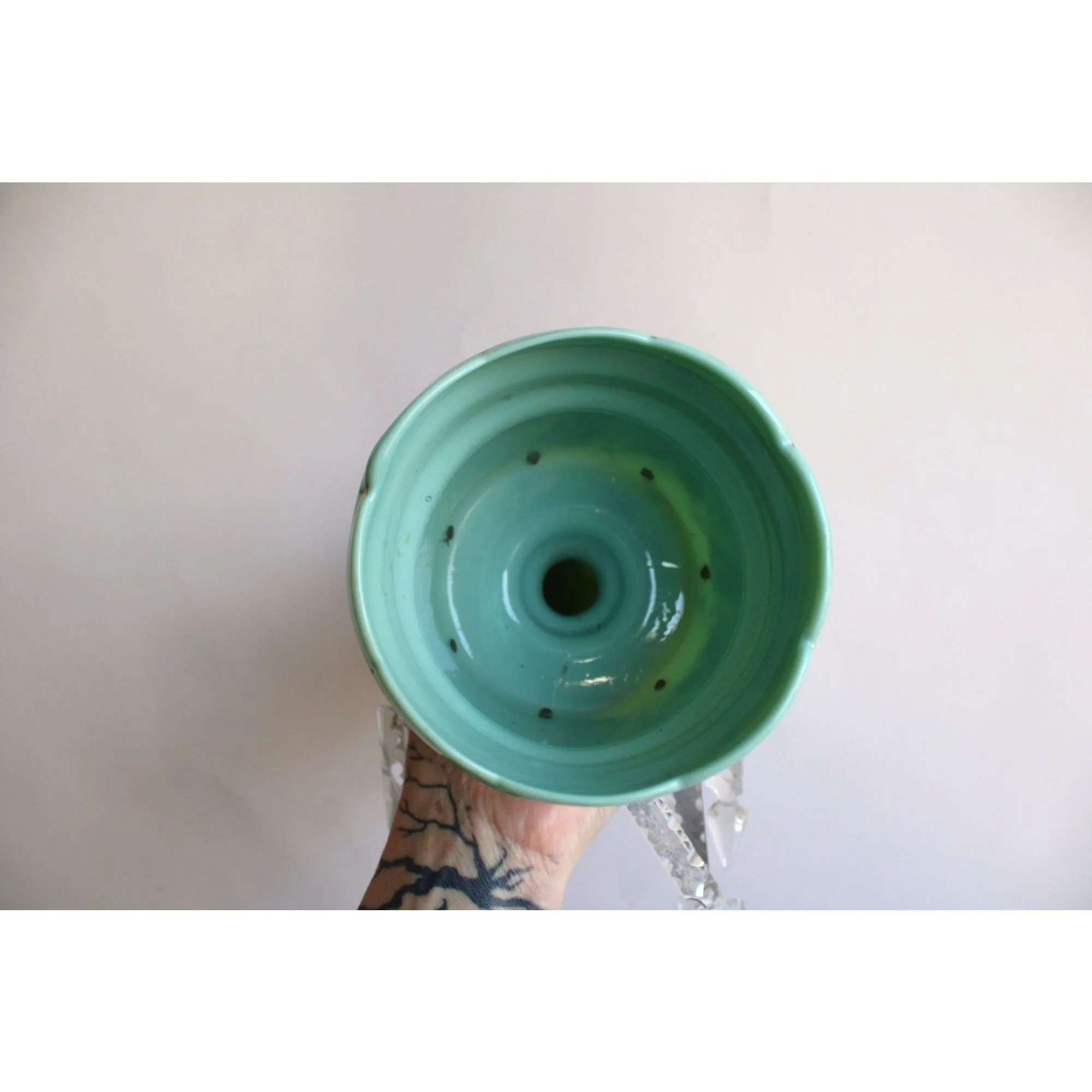 Vintage 1950s Mint Green Candle Holders