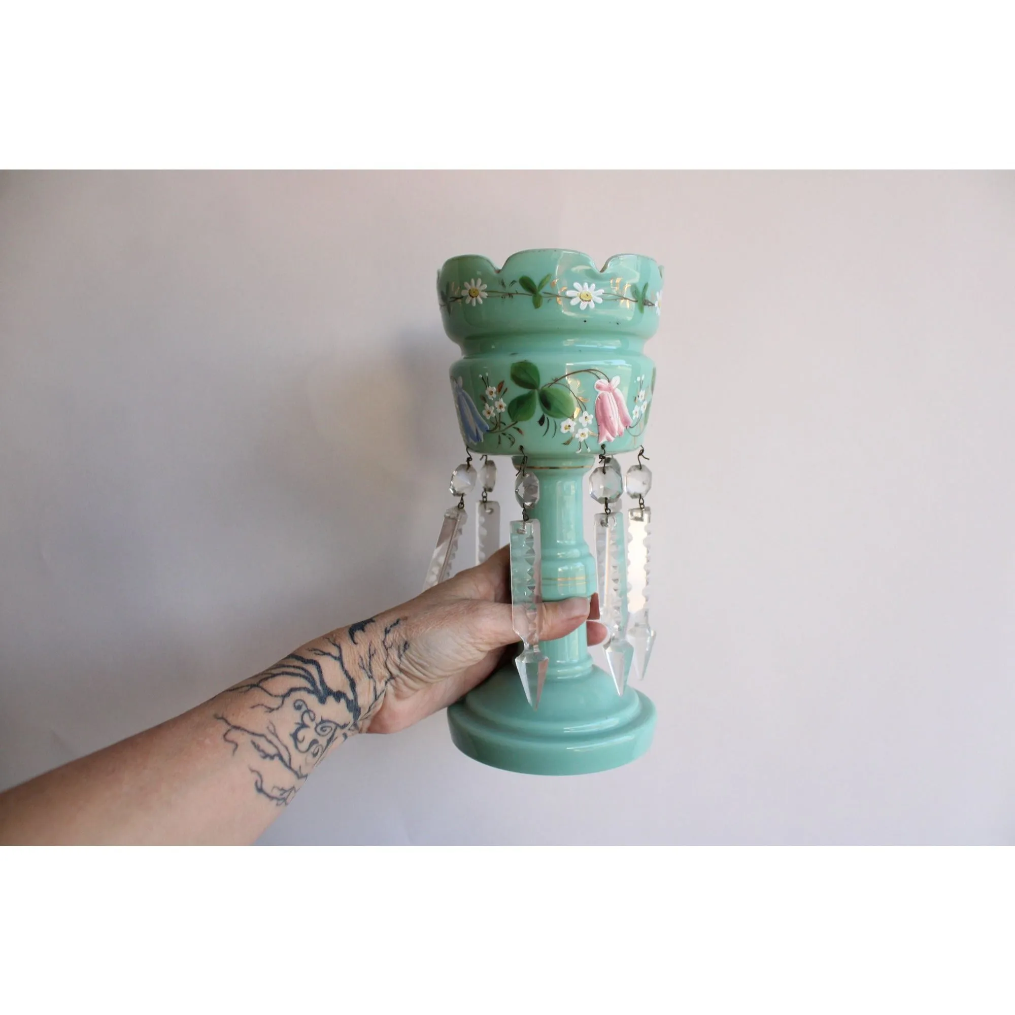 Vintage 1950s Mint Green Candle Holders