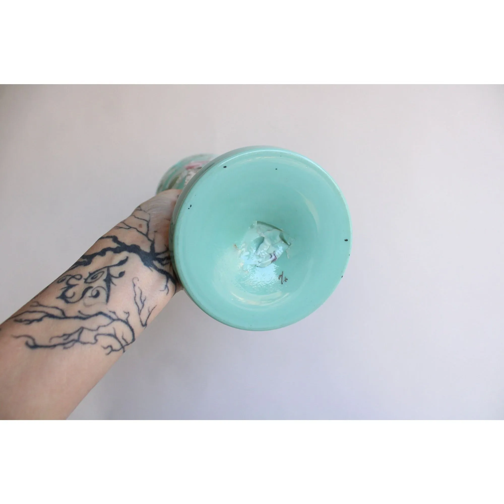 Vintage 1950s Mint Green Candle Holders