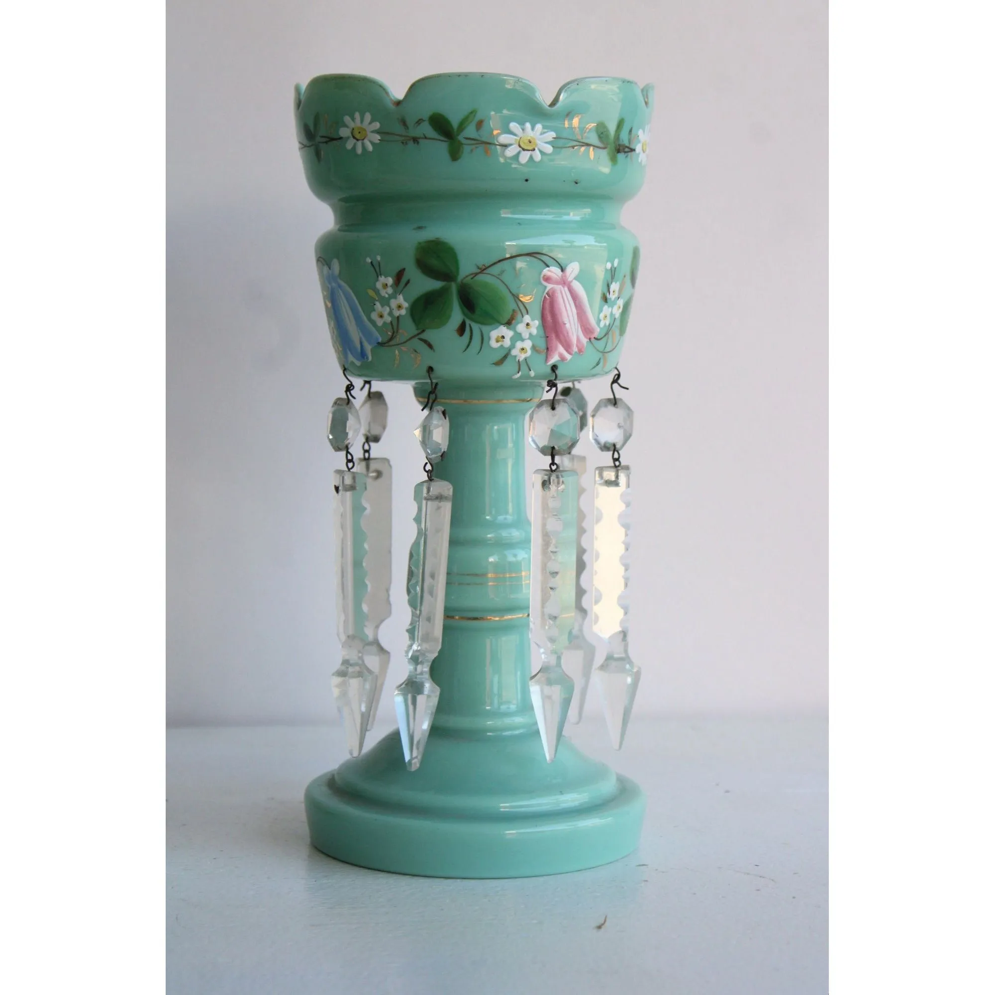 Vintage 1950s Mint Green Candle Holders