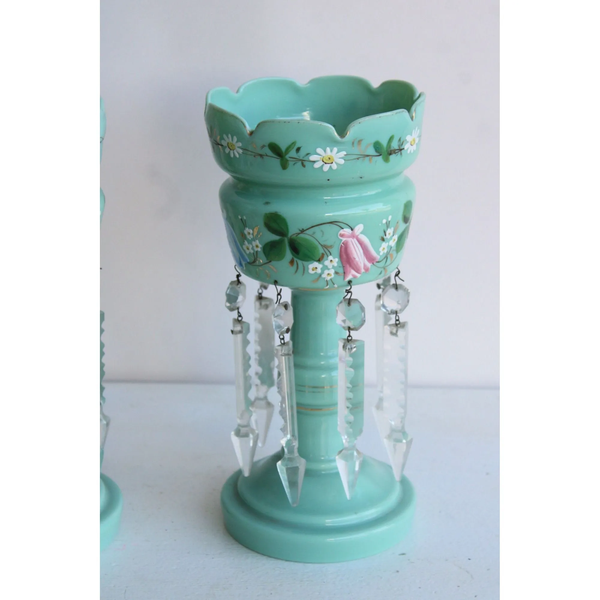 Vintage 1950s Mint Green Candle Holders