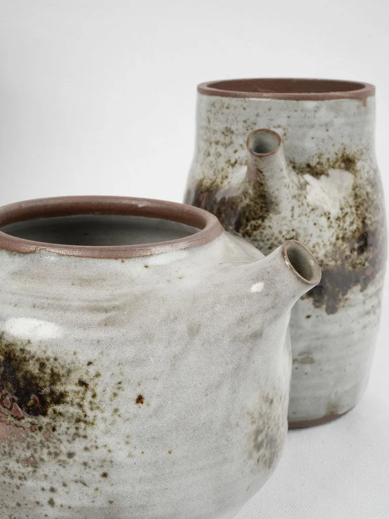 Vintage collection of four French sandstone pottery pieces by Atelier Thierry et Chantal Robert