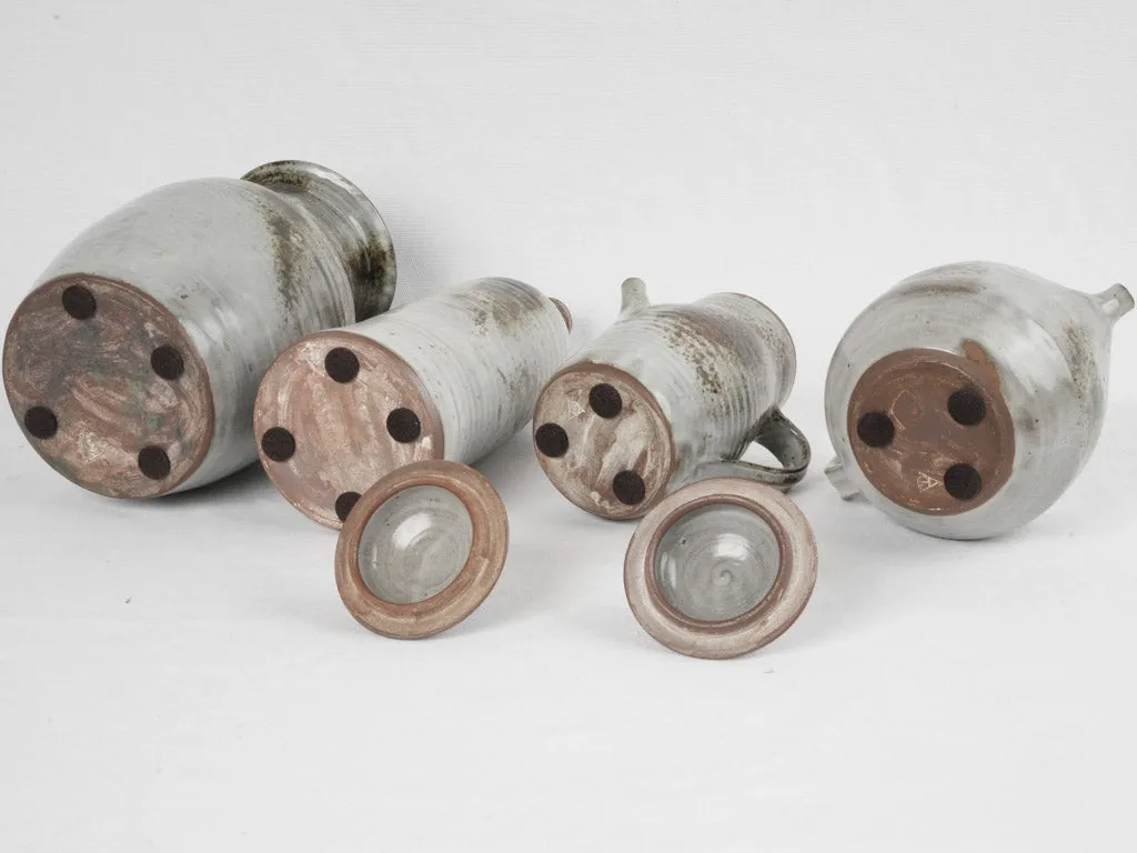 Vintage collection of four French sandstone pottery pieces by Atelier Thierry et Chantal Robert