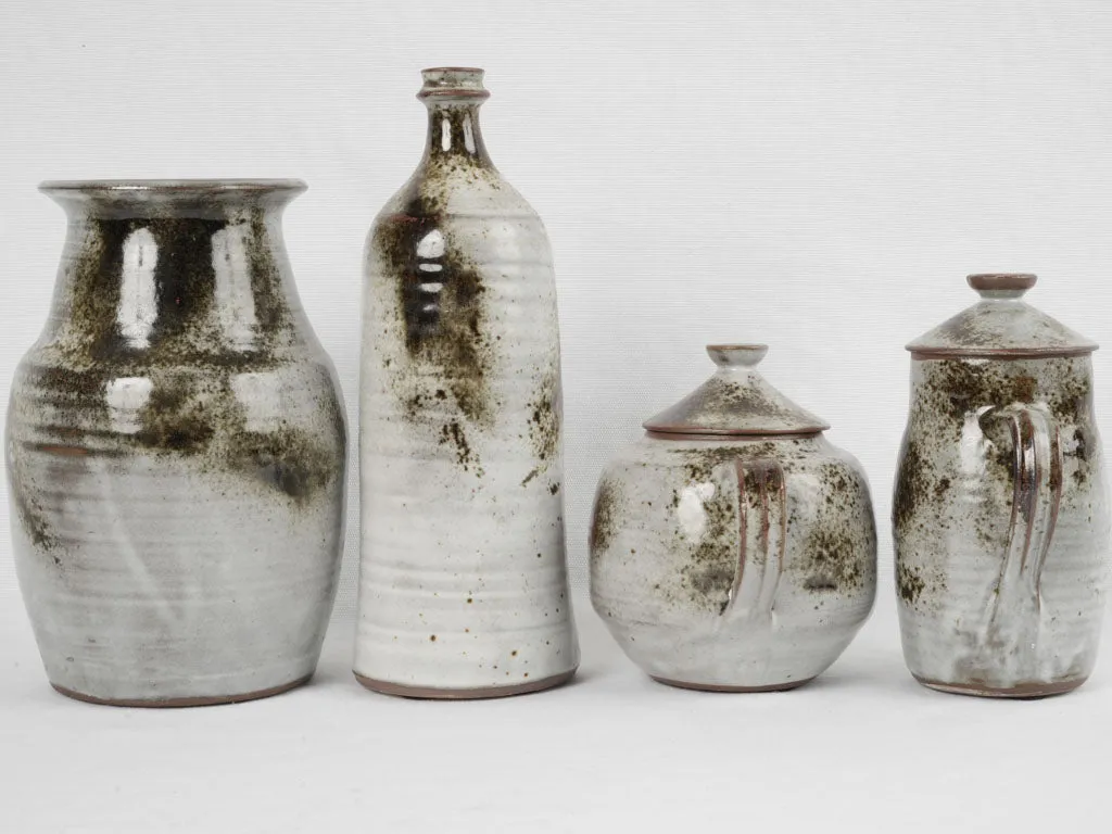 Vintage collection of four French sandstone pottery pieces by Atelier Thierry et Chantal Robert