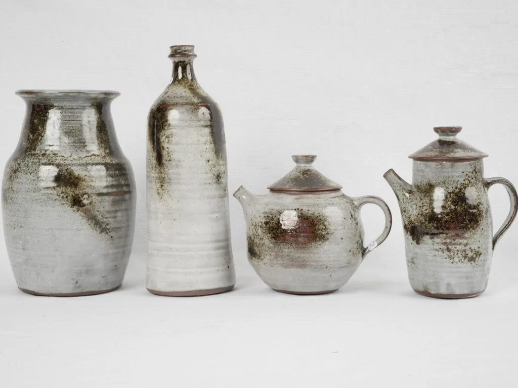 Vintage collection of four French sandstone pottery pieces by Atelier Thierry et Chantal Robert