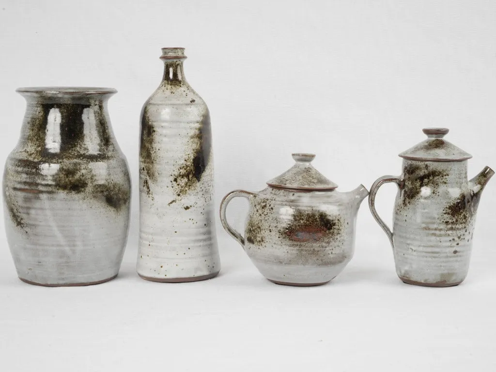 Vintage collection of four French sandstone pottery pieces by Atelier Thierry et Chantal Robert