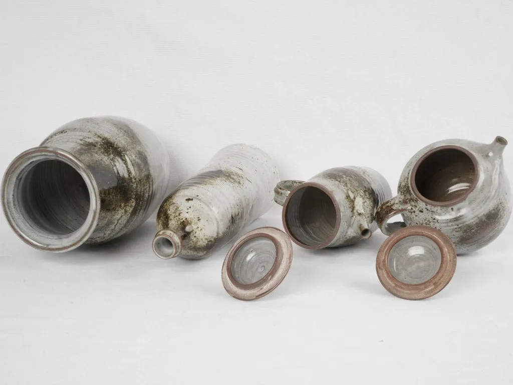 Vintage collection of four French sandstone pottery pieces by Atelier Thierry et Chantal Robert