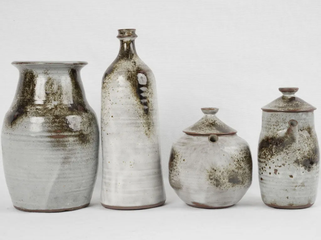 Vintage collection of four French sandstone pottery pieces by Atelier Thierry et Chantal Robert