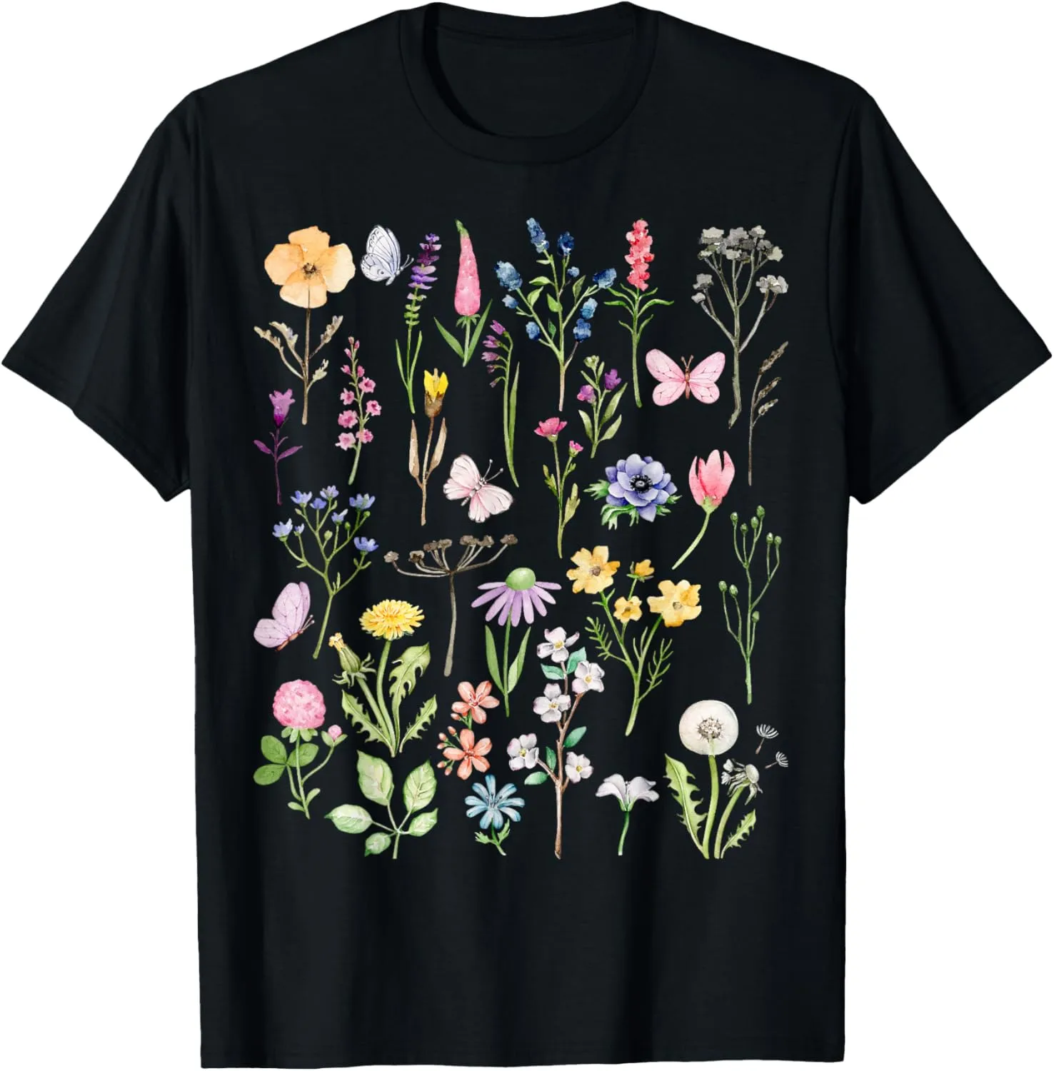 Vintage Pressed Flowers Blooming Floral Boho Wildflowers T-Shirt