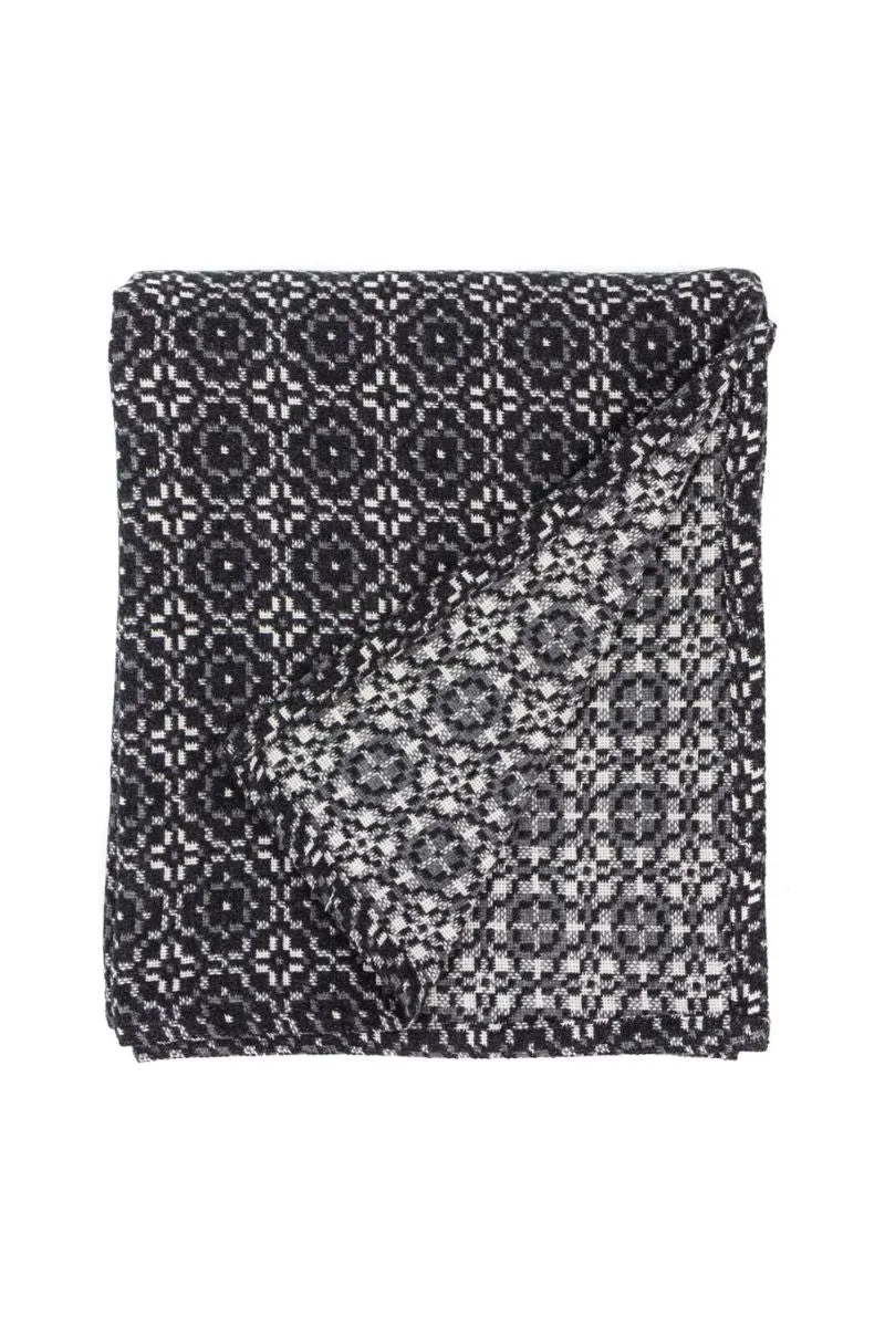 VINTAGE ROSE Melin Tregwynt Wool Throw (Slate)