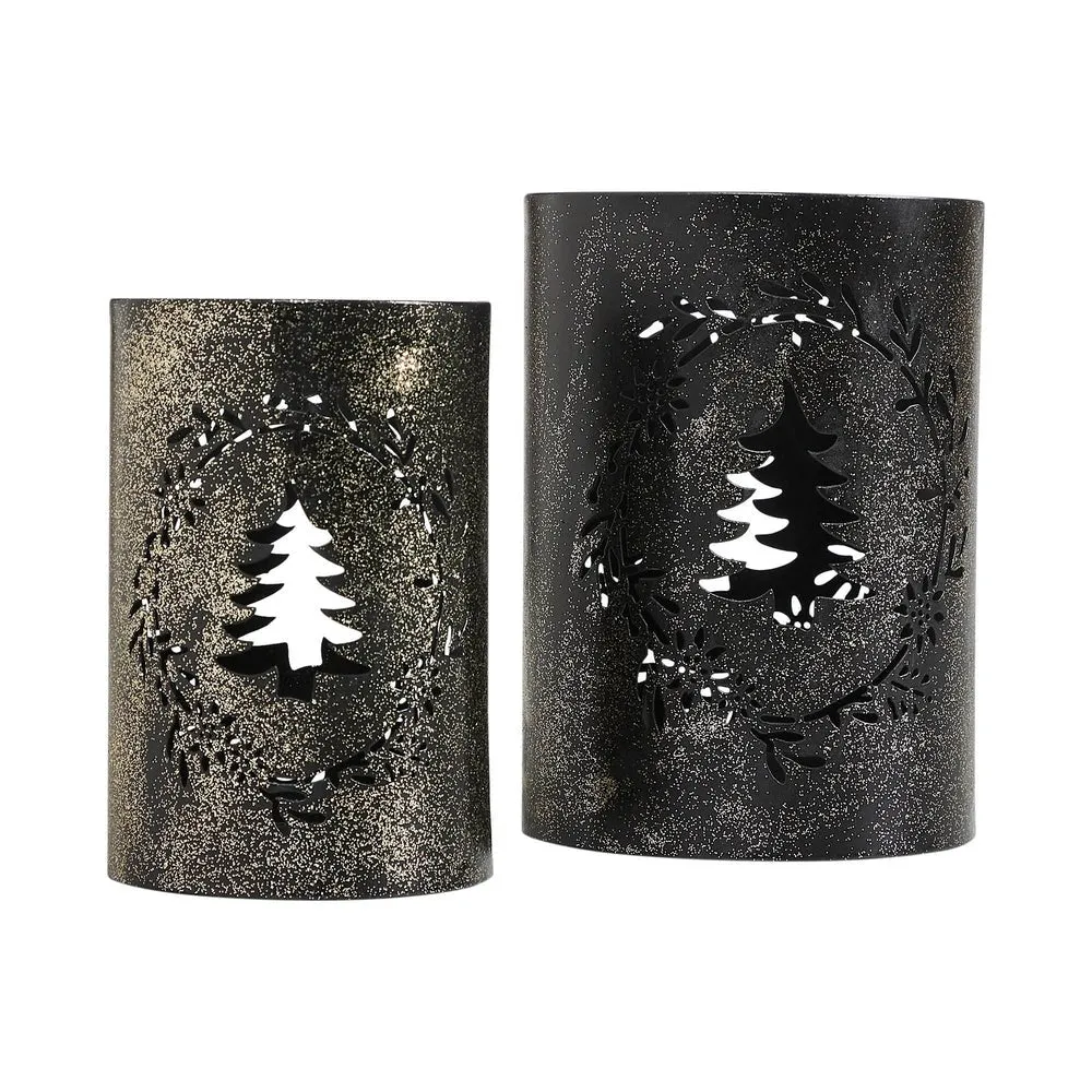 Votive Holder Christmas Tree Wreath Set of 2