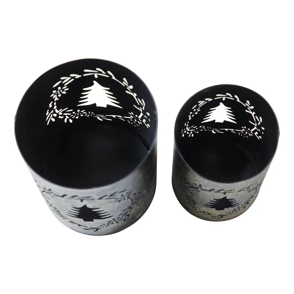 Votive Holder Christmas Tree Wreath Set of 2