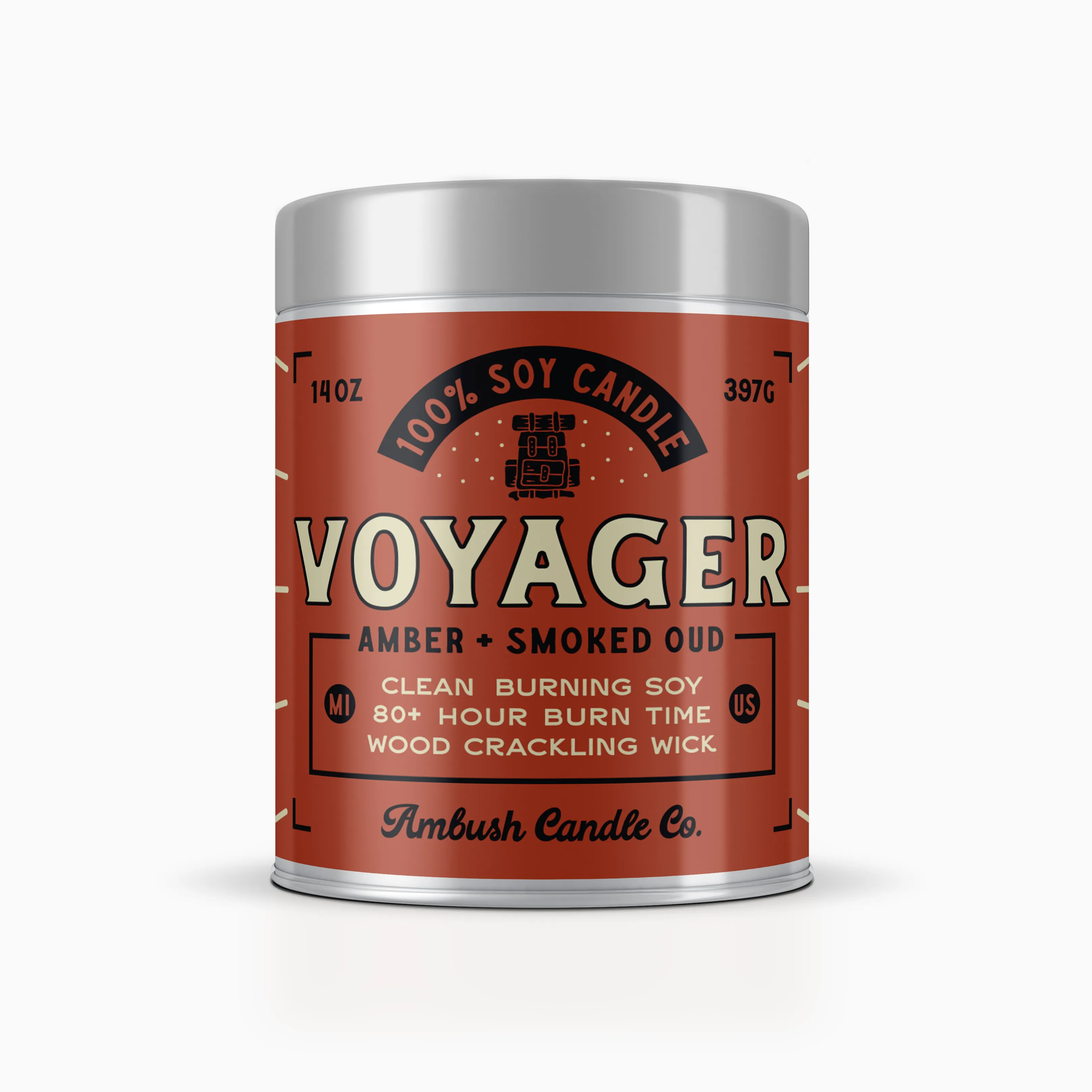 Voyager | Amber   Smoked Oud 14oz Soy Candle