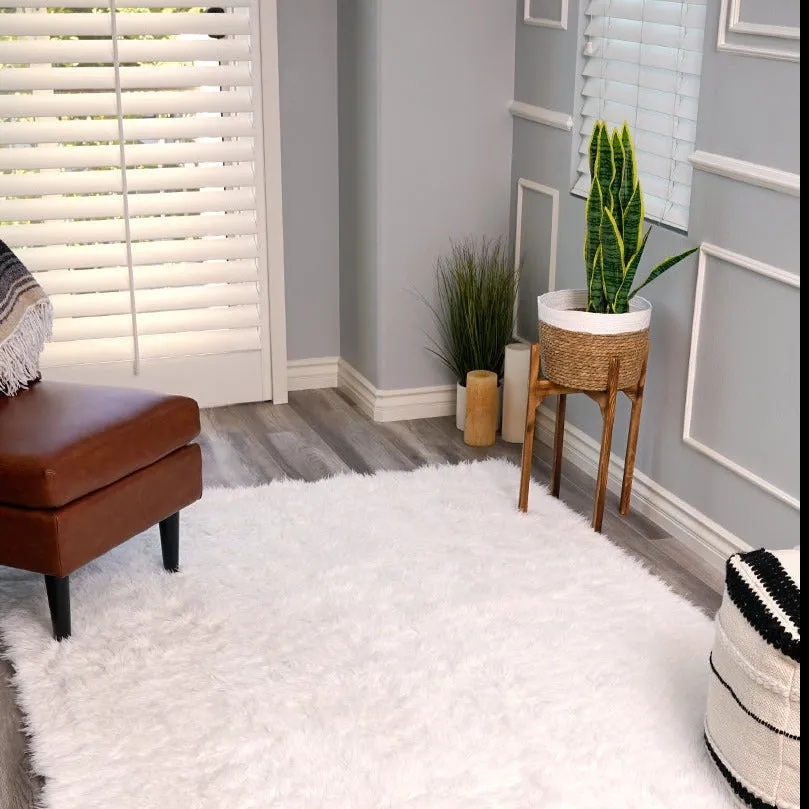 White Washable Shag Rug