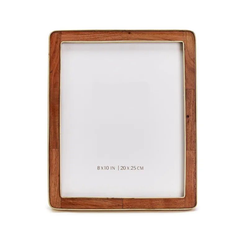 Wood Rounded Edge w/ Brass Photo Frame