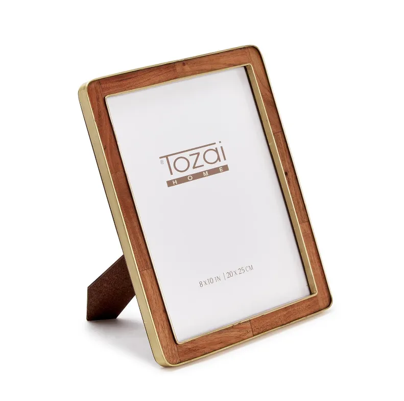 Wood Rounded Edge w/ Brass Photo Frame
