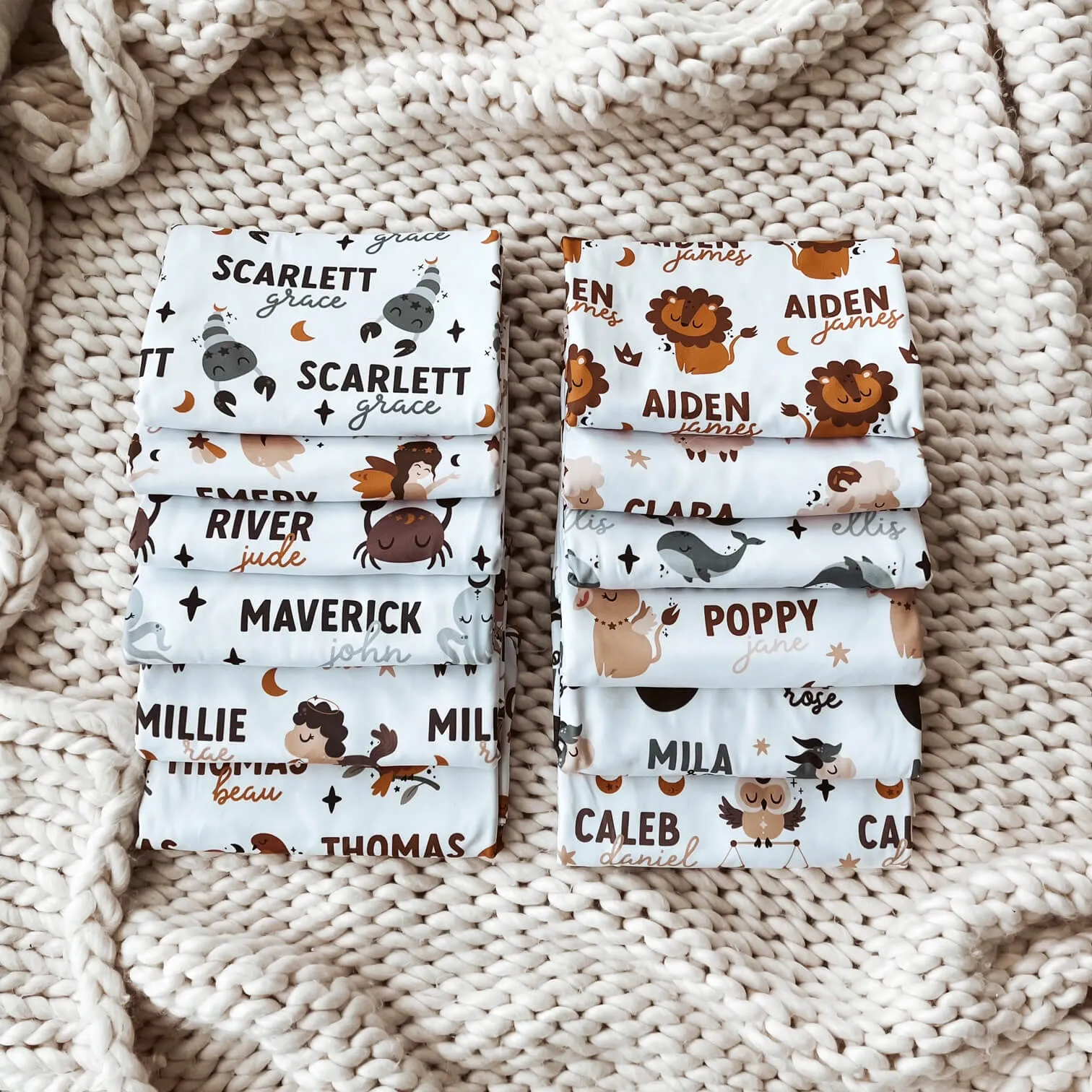 Zodiac Sign Personalized Baby Name Swaddle Blankets